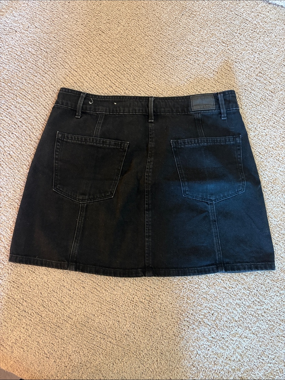 American Eagle Outfitters Black Button-Front Denim Mini Skirt - Picture 2 of 4